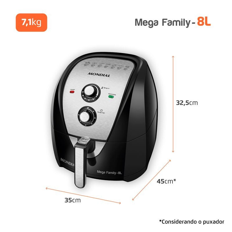Fritadeira Eletrica Air Fryer Mondial AFN‑80‑BI 8L 1900W Fritadeira Eletrica Air Fryer Mondial AFN‑80‑BI 8L 1900W